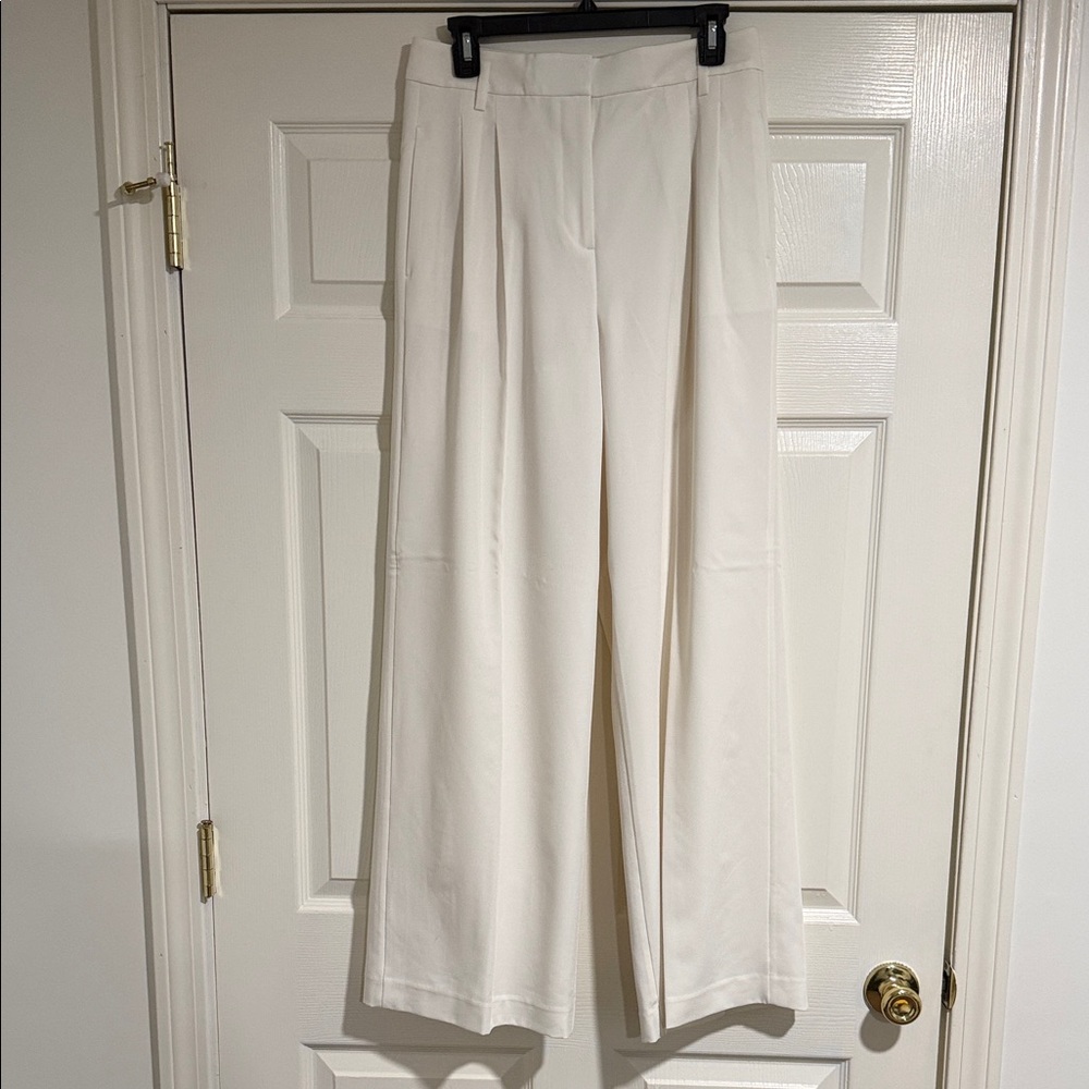 Ann Taylor Wide-Leg Cream Trousers